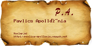 Pavlics Apollónia névjegykártya
